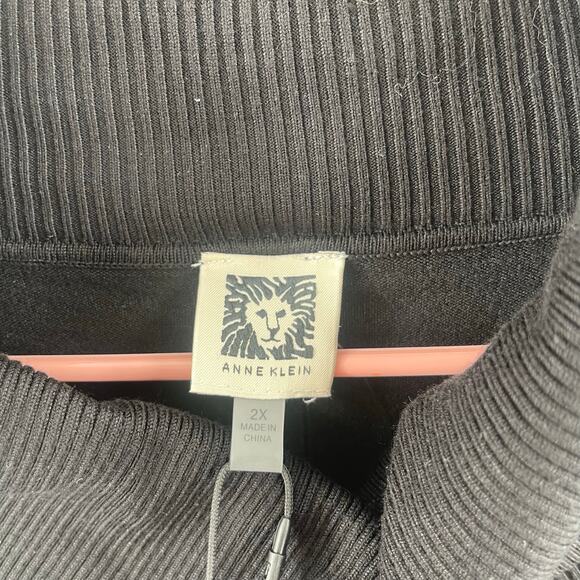 ANNE KLEIN Sweater Size 2X NWT Black Gold Button Detail Cowl Neck Plus Curvy - Picture 3 of 14